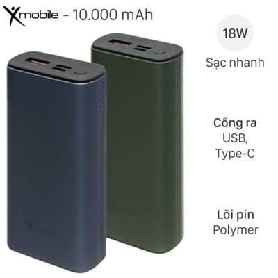 Pin sạc dự phòng Polymer 10.000 mAh Type C PD QC3.0 18W Xmobile PowerSlim PJ JP213