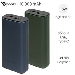 Pin sạc dự phòng Polymer 10.000 mAh Type C PD QC3.0 18W Xmobile PowerSlim PJ JP213