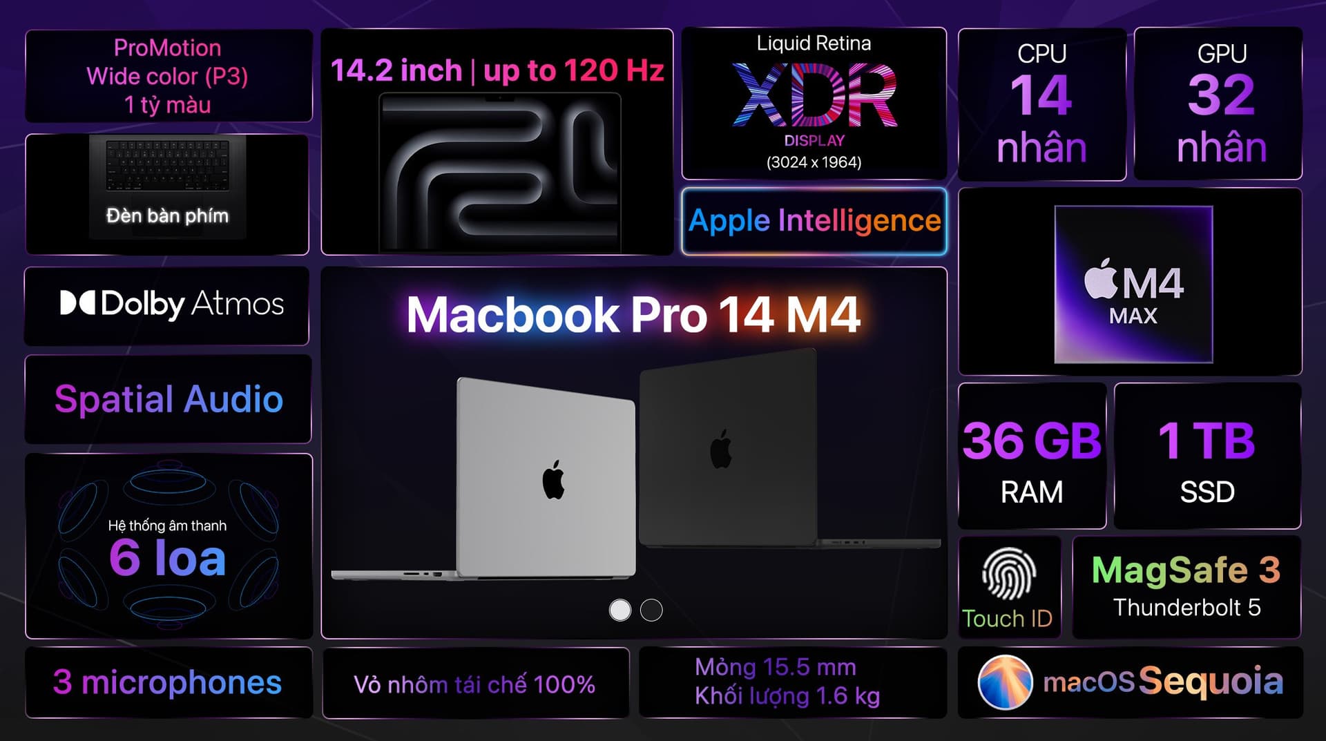 Ảnh Laptop MacBook Pro 14 inch M4 Max 36GB/1TB