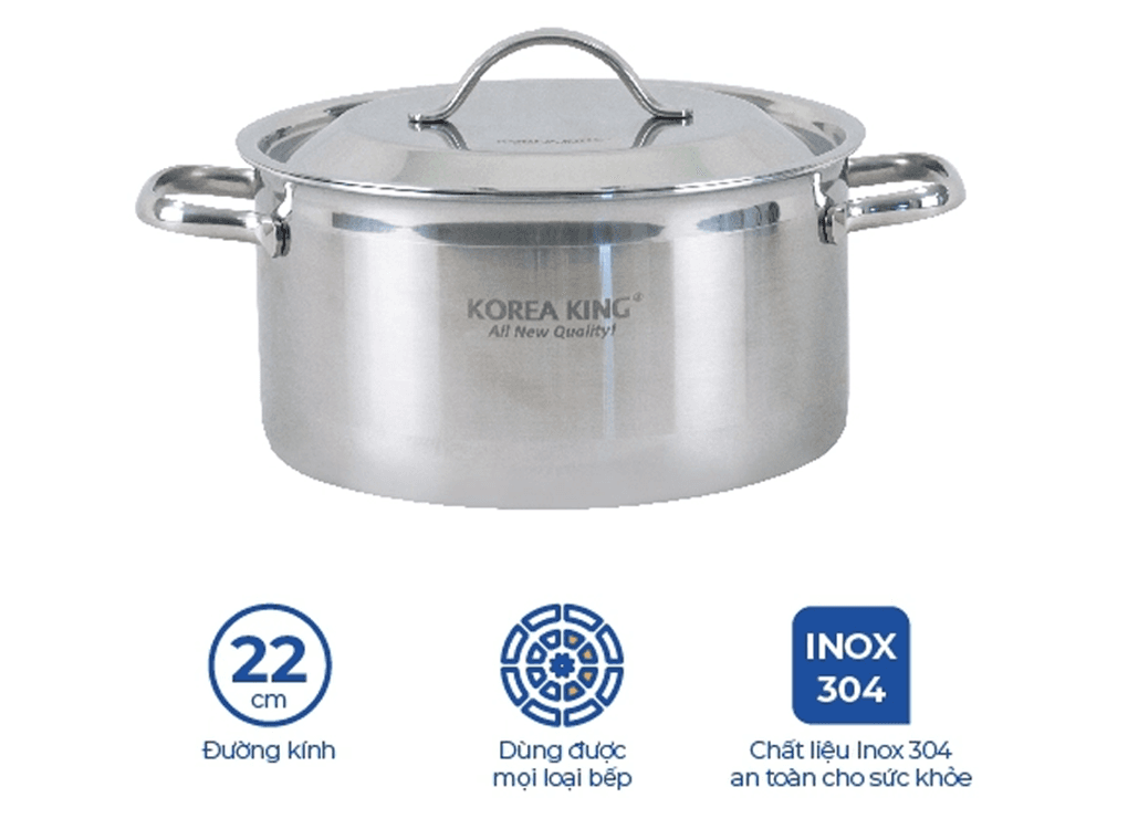 Nồi Inox 5 Lớp Đáy Liền Korea King KP-22S5PLY 4 Lít