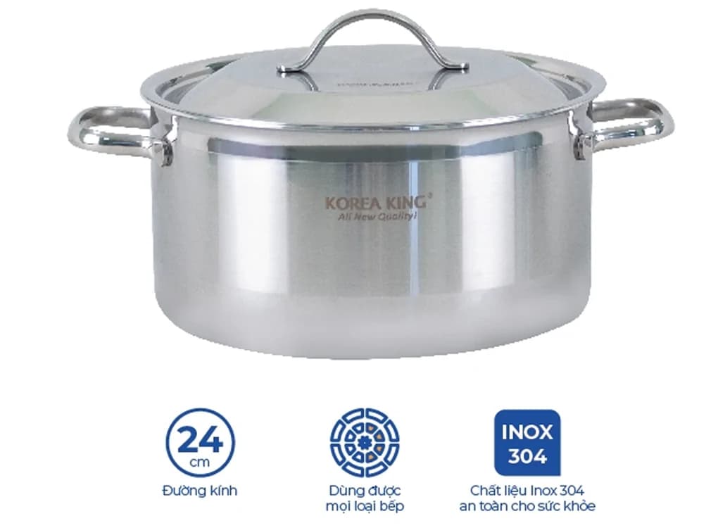 Ảnh Nồi Inox 5 Lớp Đáy Liền Korea King KP-24S5PLY 5 Lít