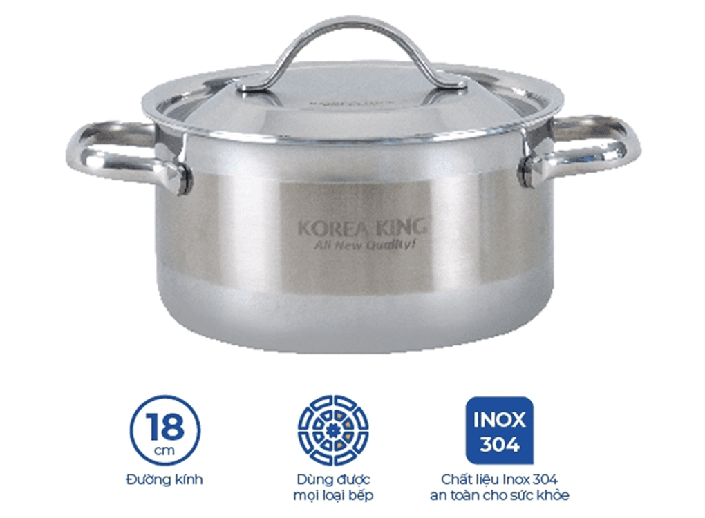 Nồi Inox 5 Lớp Đáy Liền Korea King KP-18S5PLY 2 Lít