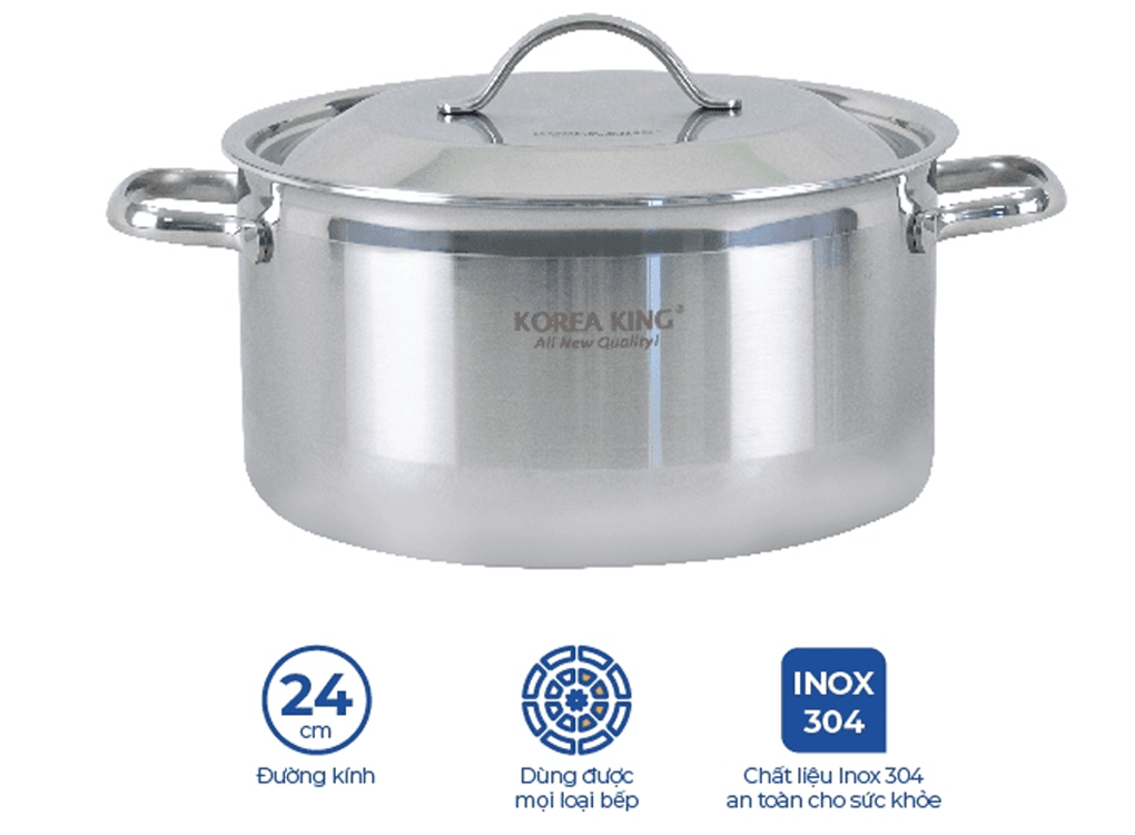 Nồi Inox 5 Lớp Đáy Liền Korea King KP-24S5PLY 5 Lít