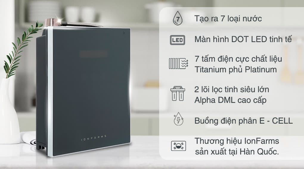Ảnh Máy lọc nước điện giải ion kiềm IonFarms Alpha-1700 7 tấm điện cực