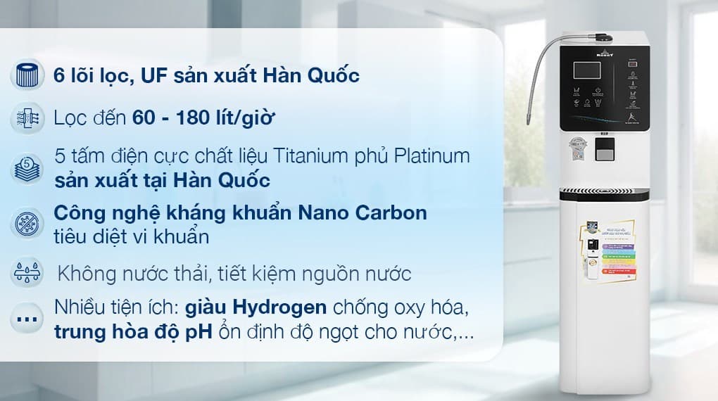 Ảnh Máy lọc nước điện giải ion kiềm nóng nguội lạnh ROBOT IonKing 511X 5 tấm điện cực