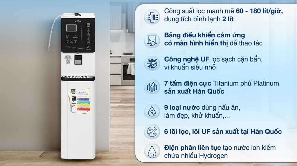 Ảnh Máy lọc nước điện giải ion kiềm nóng nguội lạnh ROBOT IonKing 711X 7 tấm điện cực