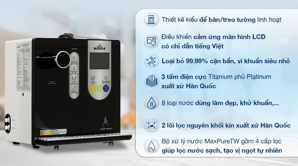 Ảnh Máy lọc nước điện giải ion kiềm nóng nguội ROBOT IonSmart 38X 3 tấm điện cực