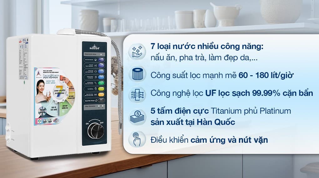Ảnh Máy lọc nước điện giải ion kiềm ROBOT IonStar 5X 5 tấm điện cực