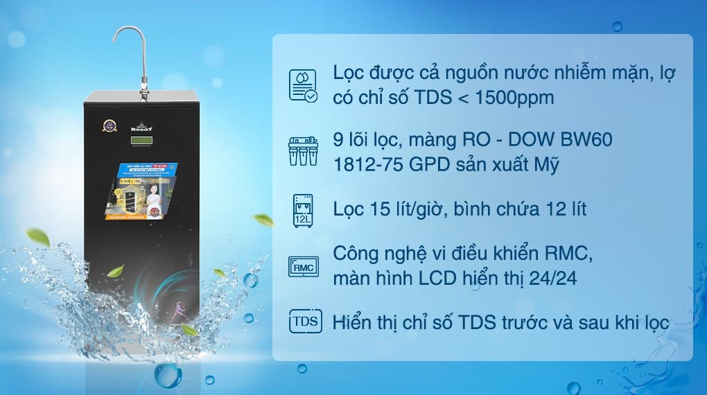 Ảnh Máy lọc nước RO lọc nước mặn, nước lợ ROBOT SPRING-X9GN 9 lõi