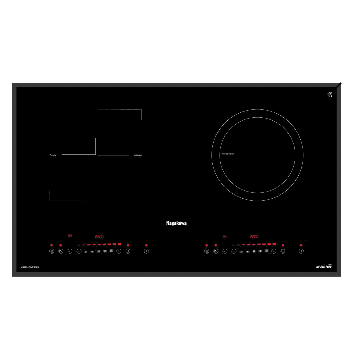 Ảnh Bếp từ hồng ngoại âm 2 vùng nấu Nagakawa NAG1252M
