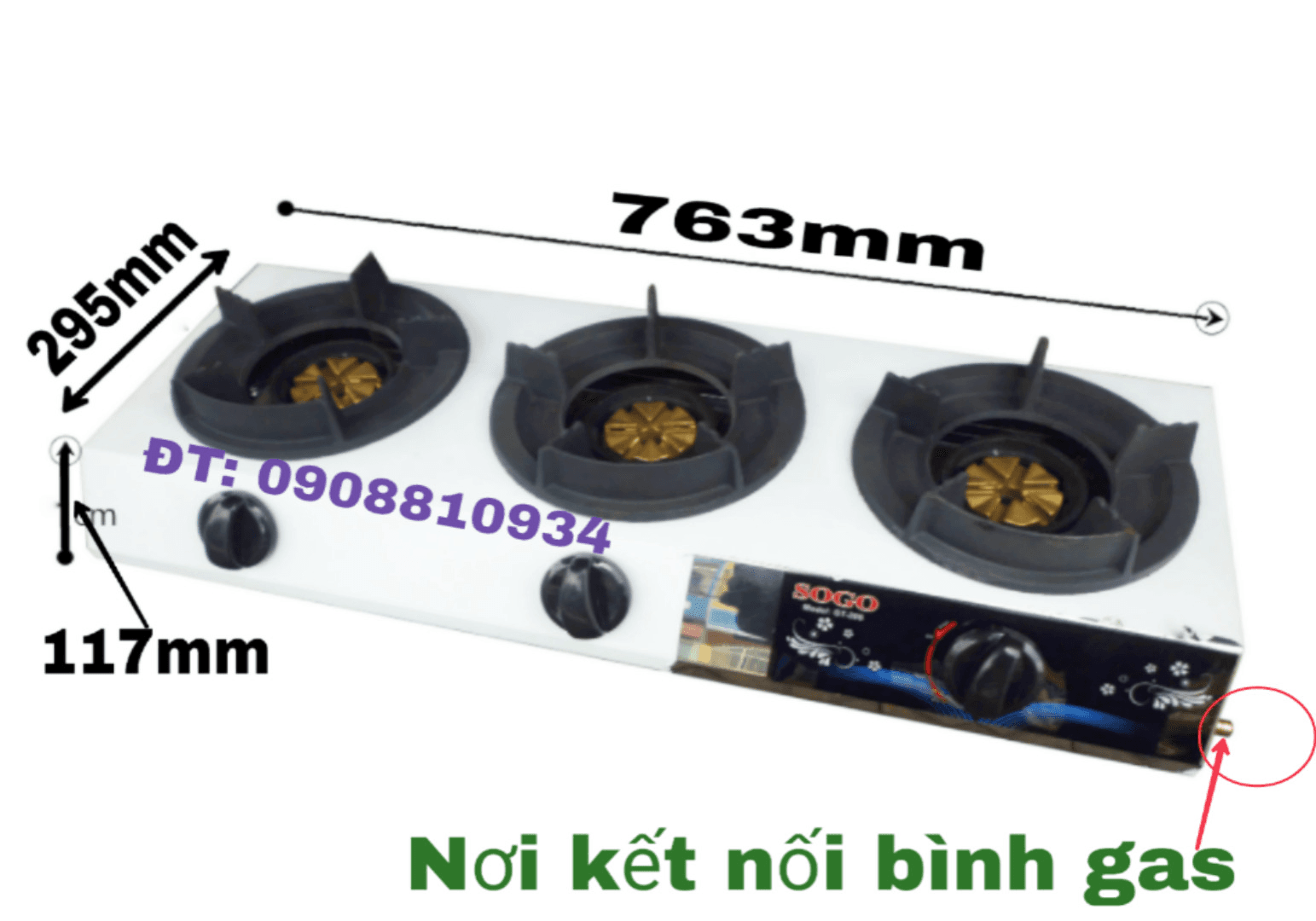 Ảnh Bếp gas 3 lò công nghiệp khè Sogo GT-208