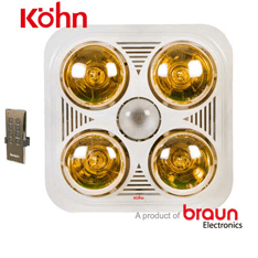 Ảnh Đèn sưởi nhà tắm Braun BU04R - 4 bóng âm trần + điều khiển