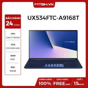 Ảnh Laptop Asus Zenbook UX534FTC-A9168T - Intel Core i5-10210U, 8GB RAM, SSD 512GB, Nvidia Geforce GTX 1650 4GB GDDR5, 15.6 inch