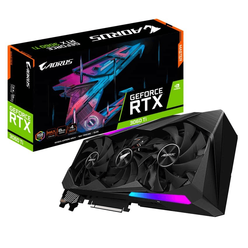 Ảnh VGA Gigabyte RTX 3060Ti 8G GDDR6 Aorus Master (GV-N306TAORUS M-8GD)
