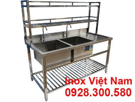 Ảnh Chậu rửa đôi cánh phải có kệ dưới và kệ trên CR-24