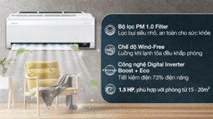 Ảnh Điều hòa Samsung Inverter 12000 BTU 1 chiều AR13BYAAAWKNSV gas R-32