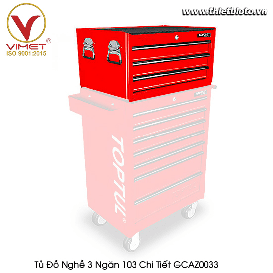 Ảnh Tủ đựng dụng cụ 3 ngăn 104 chi tiết Toptul GCAZ0033