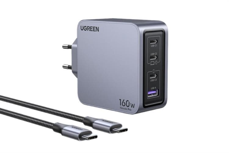 Ảnh Bộ Adapter Sạc 4 cổng USB Type C PD 3.0 GaN 160W kèm Cáp Type C - Type C 1.5m Ugreen Nexode Pro X763 25877