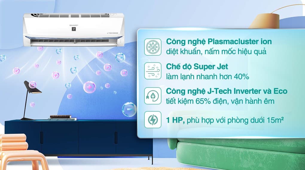 Ảnh Máy lạnh Sharp Inverter 1 HP AH-XP10BSW
