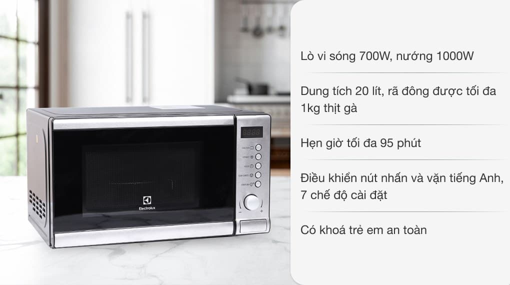 Ảnh Lò vi sóng có nướng Electrolux EMS2027GX 20 lít