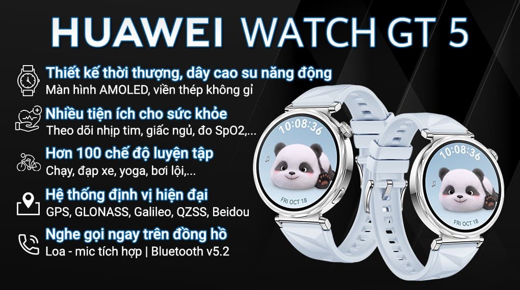 Ảnh Đồng hồ thông minh Huawei Watch GT 5 41mm viền thép dây cao su